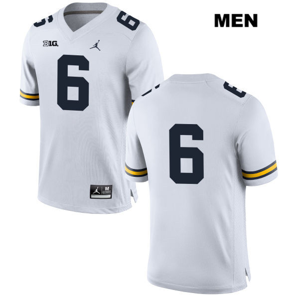 Men's NCAA Michigan Wolverines Michael Barrett #6 No Name White Jordan Brand Authentic Stitched Football College Jersey ZN25H64SO